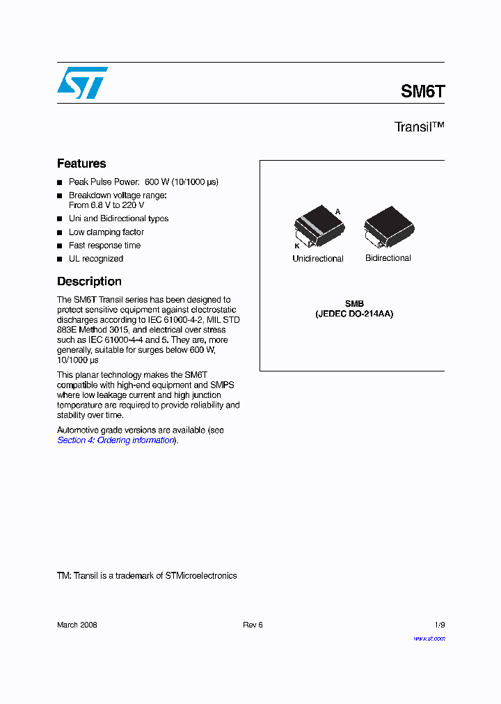 SM6T220ACA_4310279.PDF Datasheet