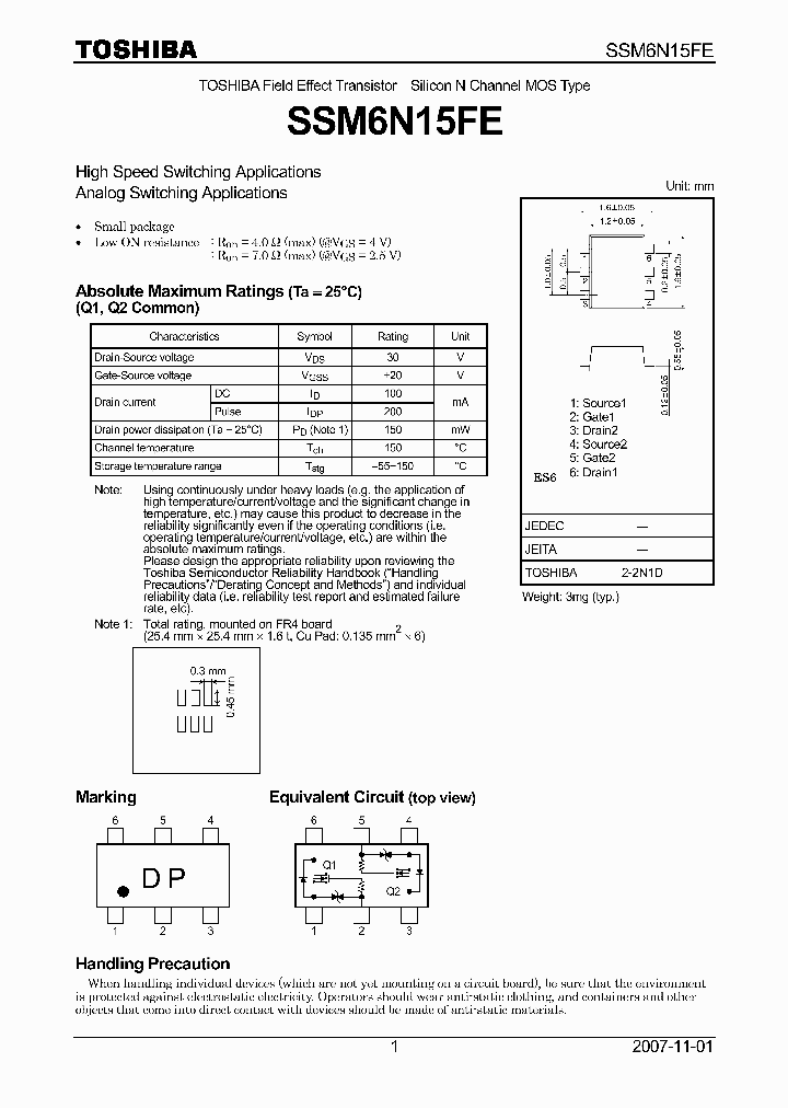 SSM6N15FE_4647727.PDF Datasheet