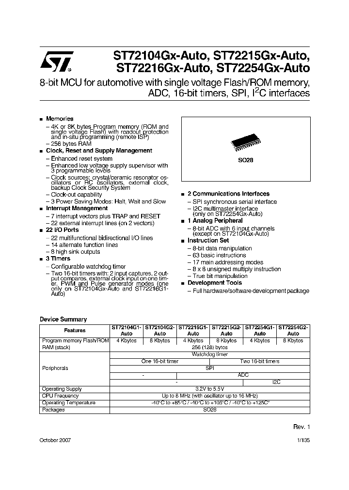 ST72104GX-AUTO_4792252.PDF Datasheet