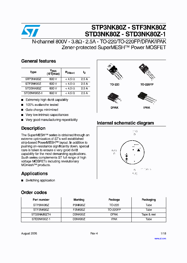 STD3NK80Z_4346568.PDF Datasheet