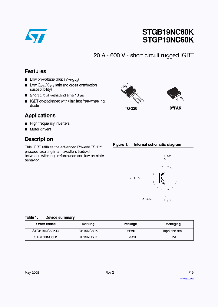 STGB19NC60K_4886085.PDF Datasheet