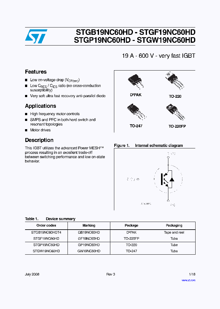 STGW19NC60HD_4279414.PDF Datasheet