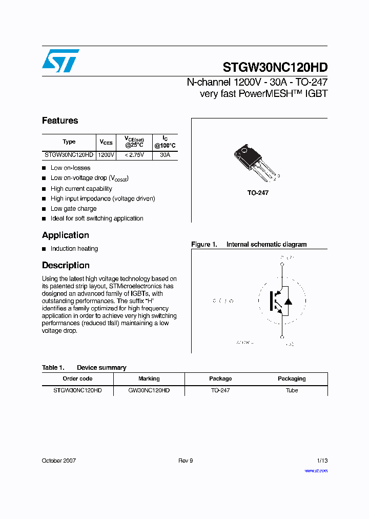 STGW30NC120HD0710_4679901.PDF Datasheet