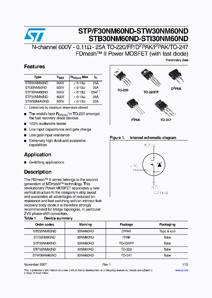 STI30NM60ND_4167476.PDF Datasheet