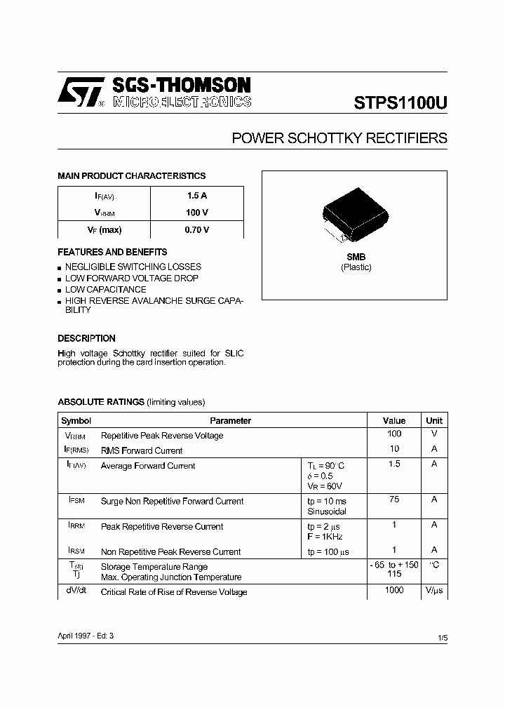 STPS1100U_4185603.PDF Datasheet