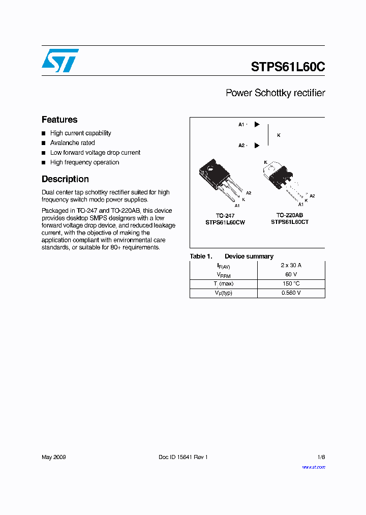 STPS61L60C_4600164.PDF Datasheet