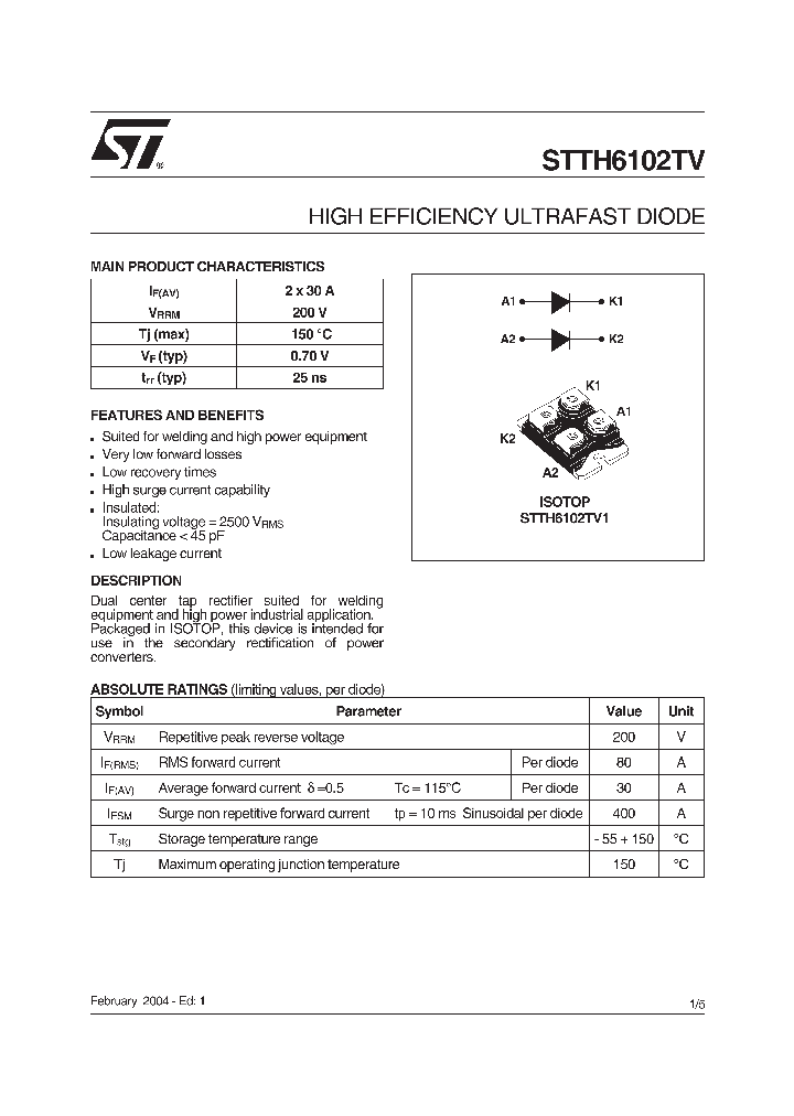 STTH6102TV_4789559.PDF Datasheet