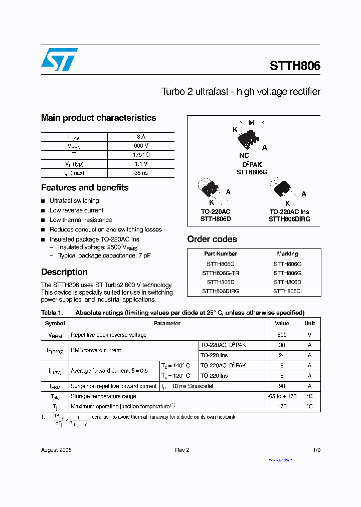 STTH806D_4233276.PDF Datasheet