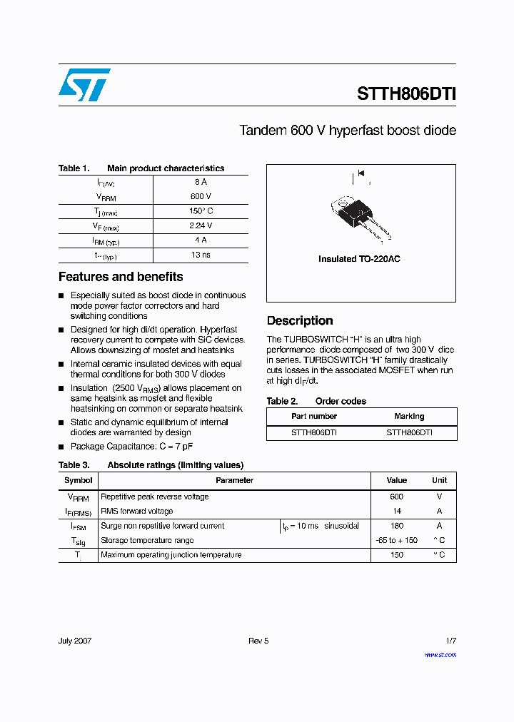 STTH806DTI07_4233278.PDF Datasheet