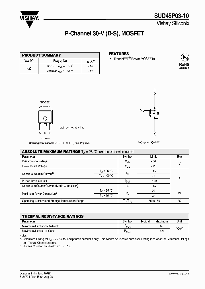 SUD45P03-10-E3_4338707.PDF Datasheet