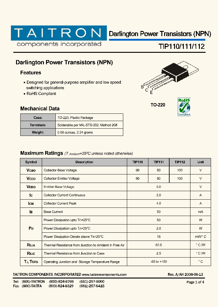 TIP110_4228262.PDF Datasheet