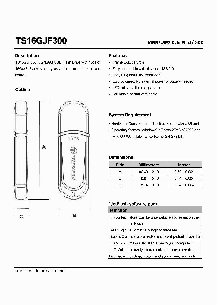 TS16GJF300_4787948.PDF Datasheet