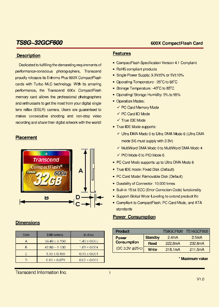 TS8GCF600_4631130.PDF Datasheet