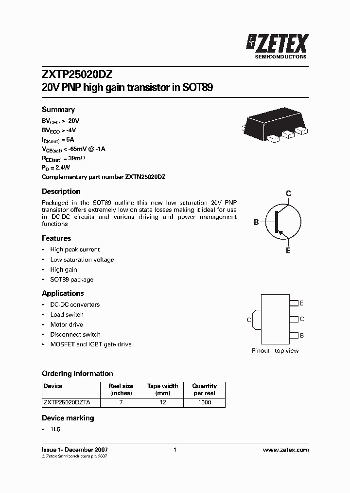 ZXTP25020DZTA_4256132.PDF Datasheet