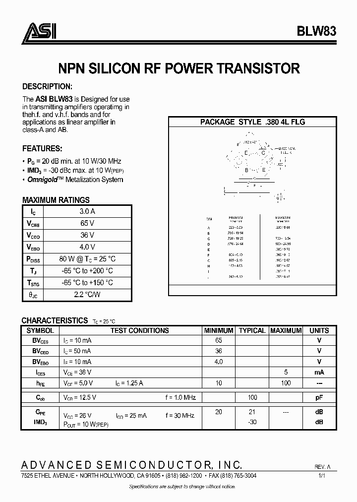 BLW83_976345.PDF Datasheet