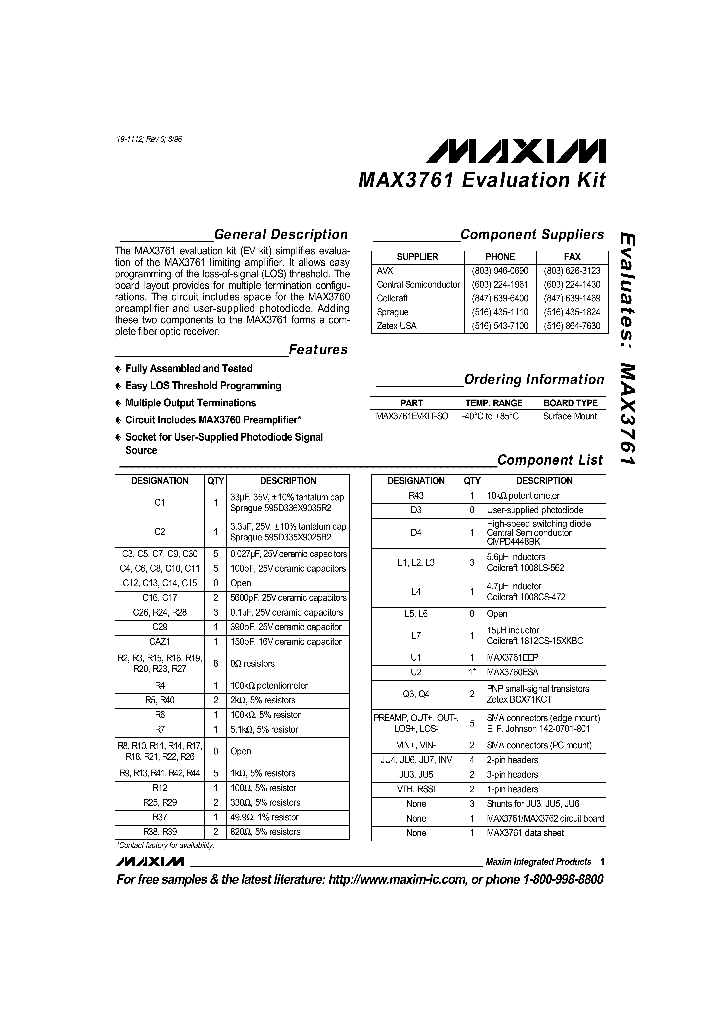 MAX3761EVKIT_990337.PDF Datasheet