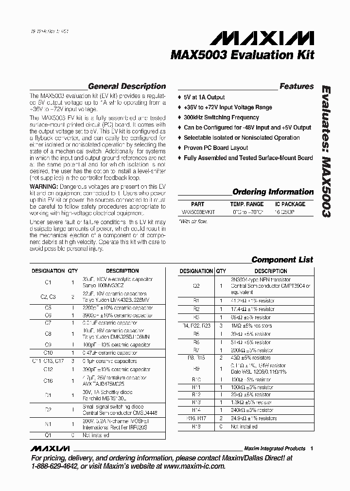 MAX5003EVKIT_990450.PDF Datasheet