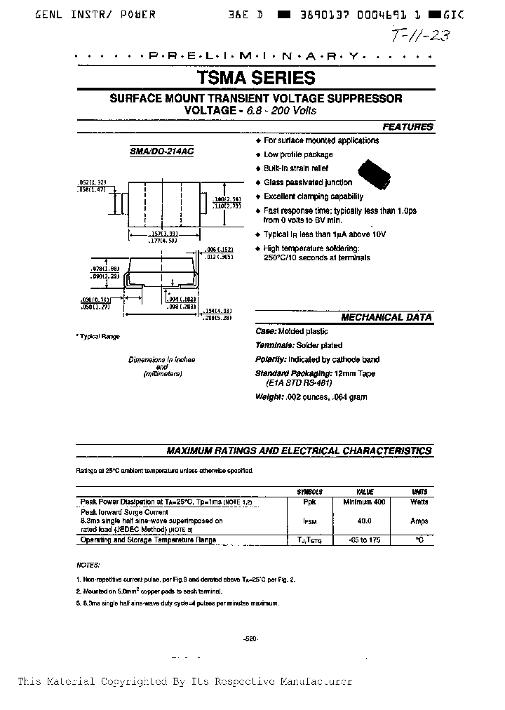 TSMA68A_1006289.PDF Datasheet