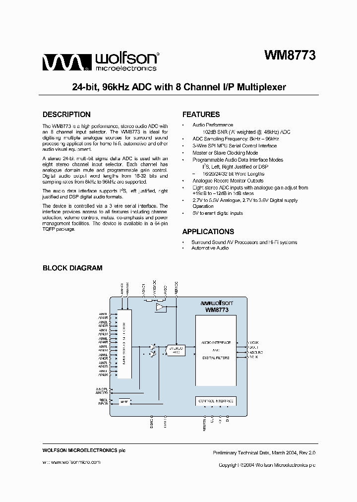 WM8773_1007700.PDF Datasheet