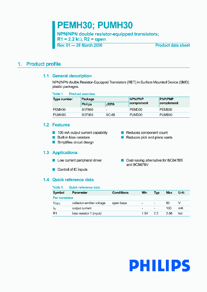 PUMH30_4931256.PDF Datasheet