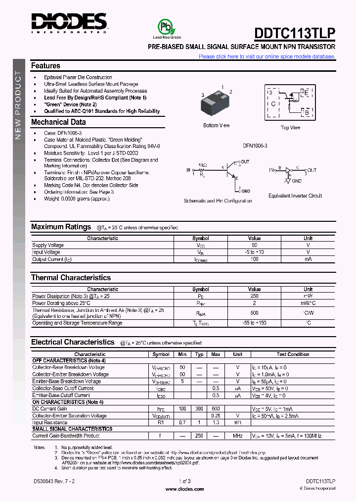 DDTC113TLP_4935157.PDF Datasheet