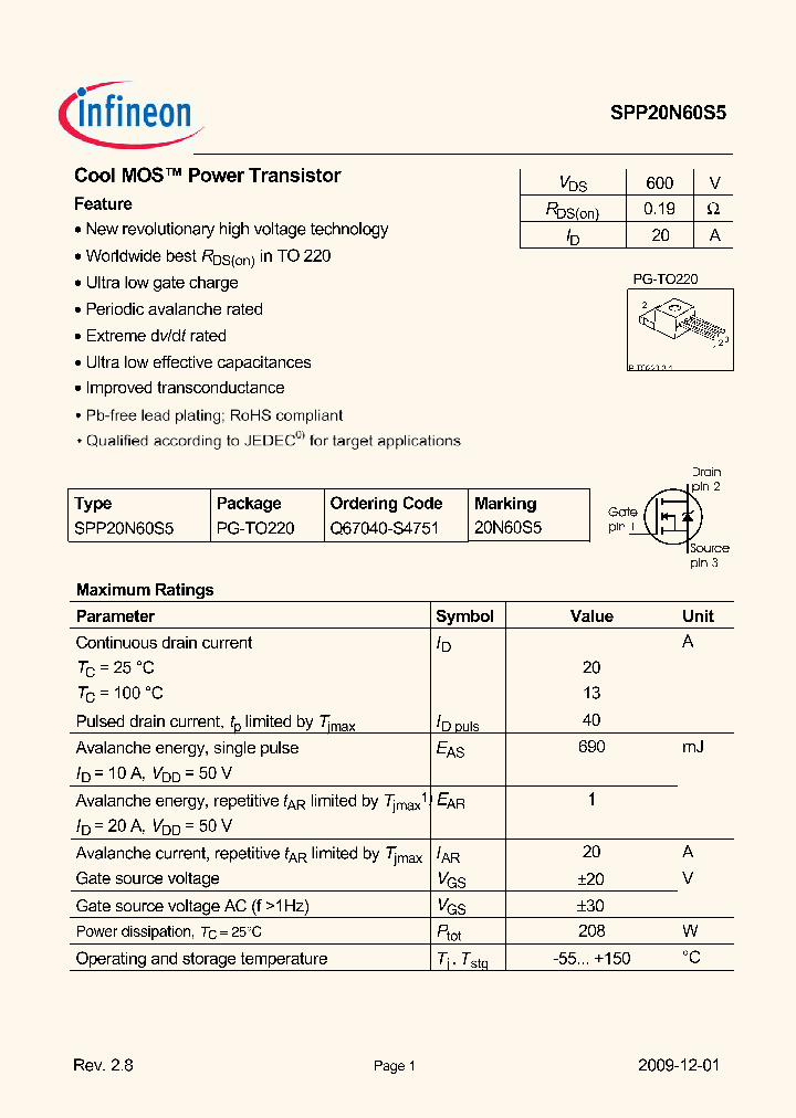 SPP20N60S509_4937160.PDF Datasheet