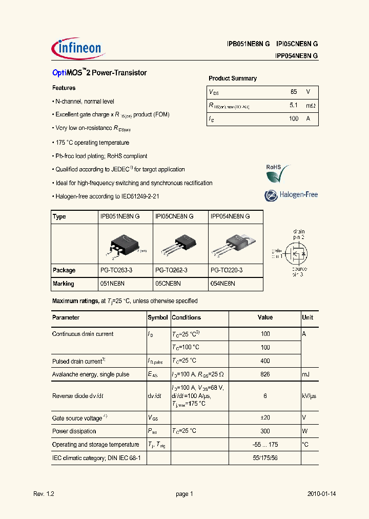 IPB051NE8NG10_4951374.PDF Datasheet