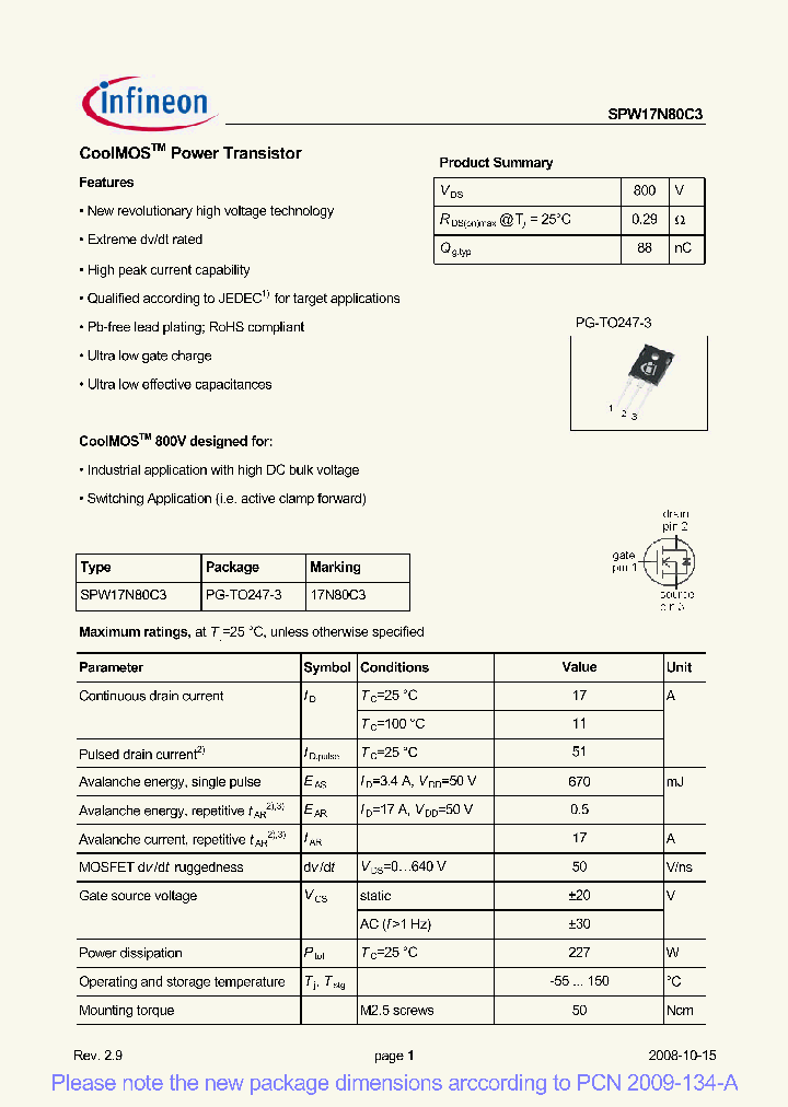 SPW17N80C3_4995840.PDF Datasheet