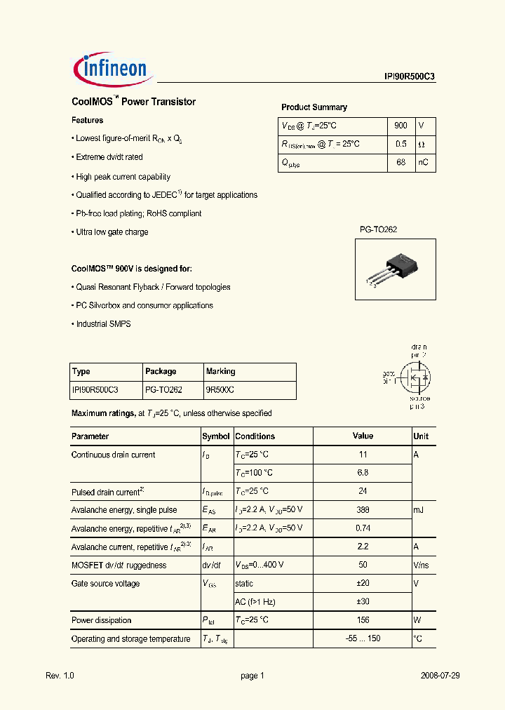 IPI90R500C3_4999824.PDF Datasheet