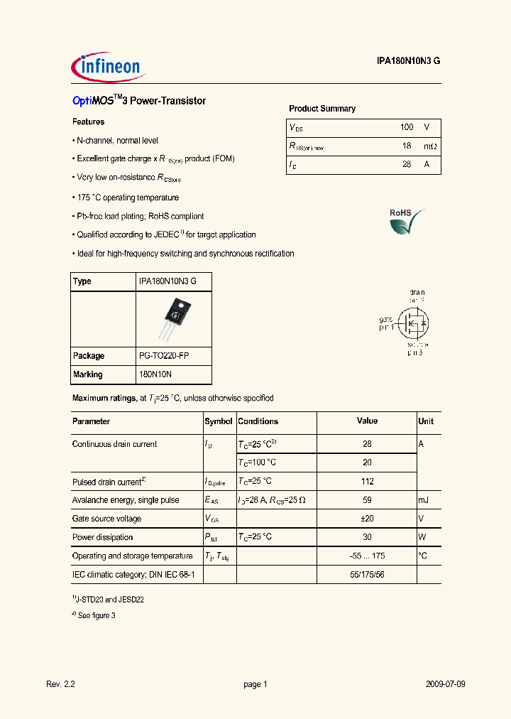 IPA180N10N3G_5001449.PDF Datasheet