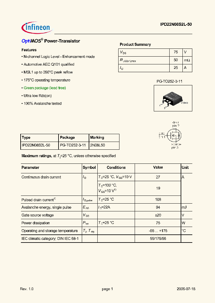 IPD22N08S2L-50_5001538.PDF Datasheet