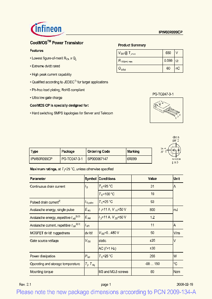 IPW60R099CP_5006149.PDF Datasheet