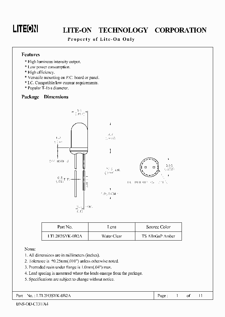 LTL2H3SYK-0B2A_5008807.PDF Datasheet