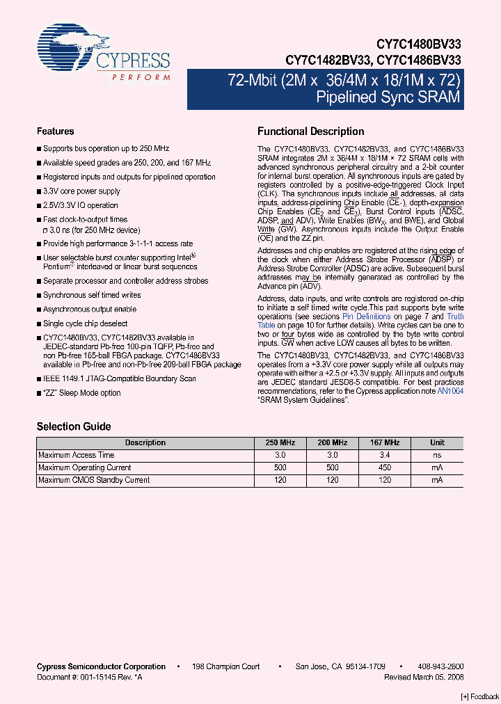 CY7C1482BV33_5014078.PDF Datasheet