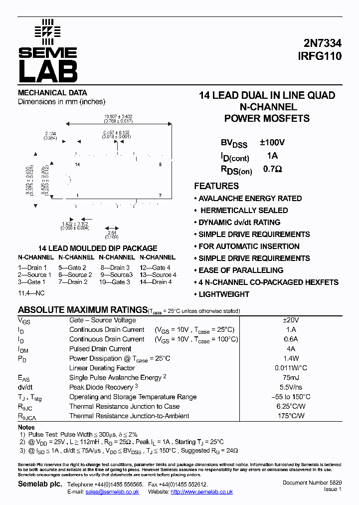 IRFG110_5016135.PDF Datasheet