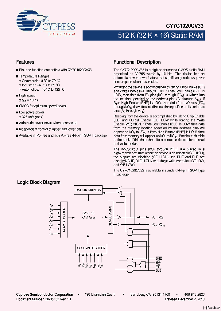 CY7C1020CV33-15ZSXE_5022148.PDF Datasheet