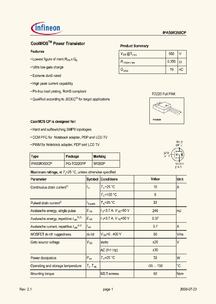 IPA50R350CP_5040731.PDF Datasheet