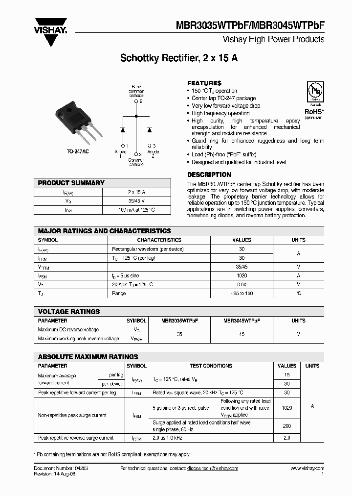 MBR3045WTPBF_5049925.PDF Datasheet