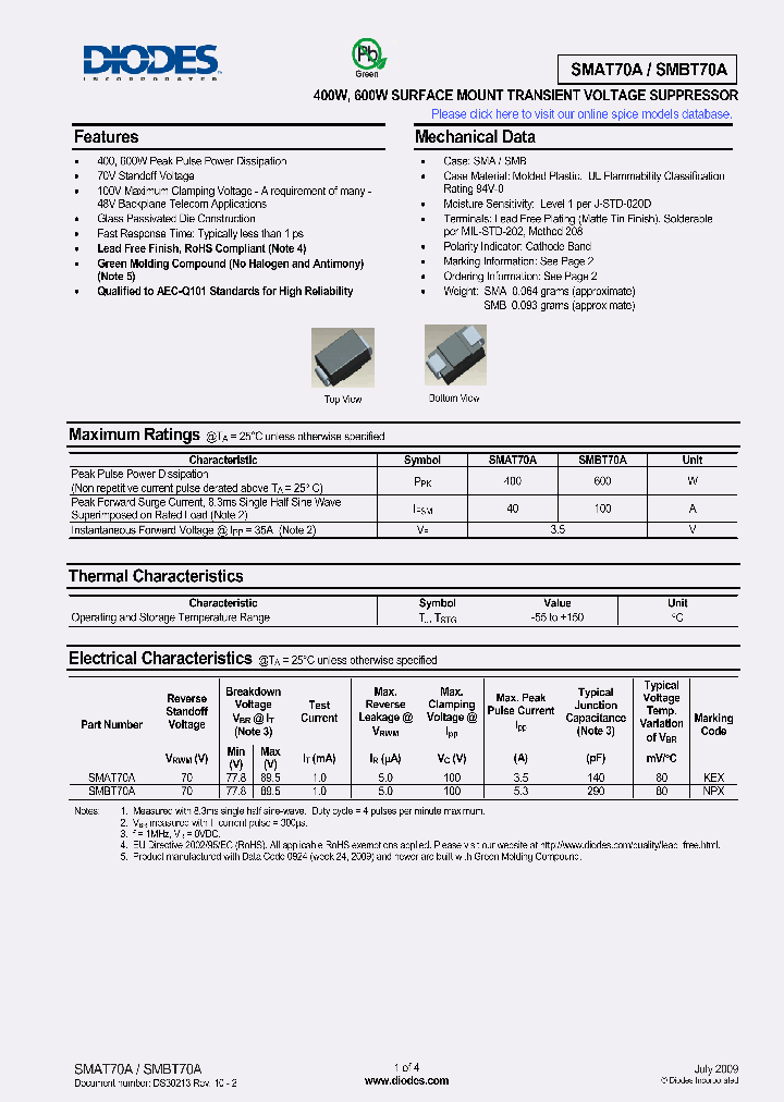 SMBT70A-13-F_5055476.PDF Datasheet