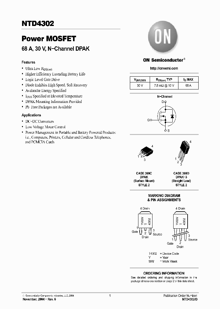 NTD4302T4G_32280.PDF Datasheet