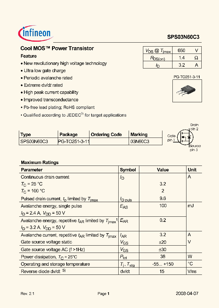 SPS03N60C3_56241.PDF Datasheet