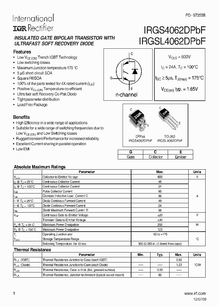 IRGSL4062DPBF_57336.PDF Datasheet