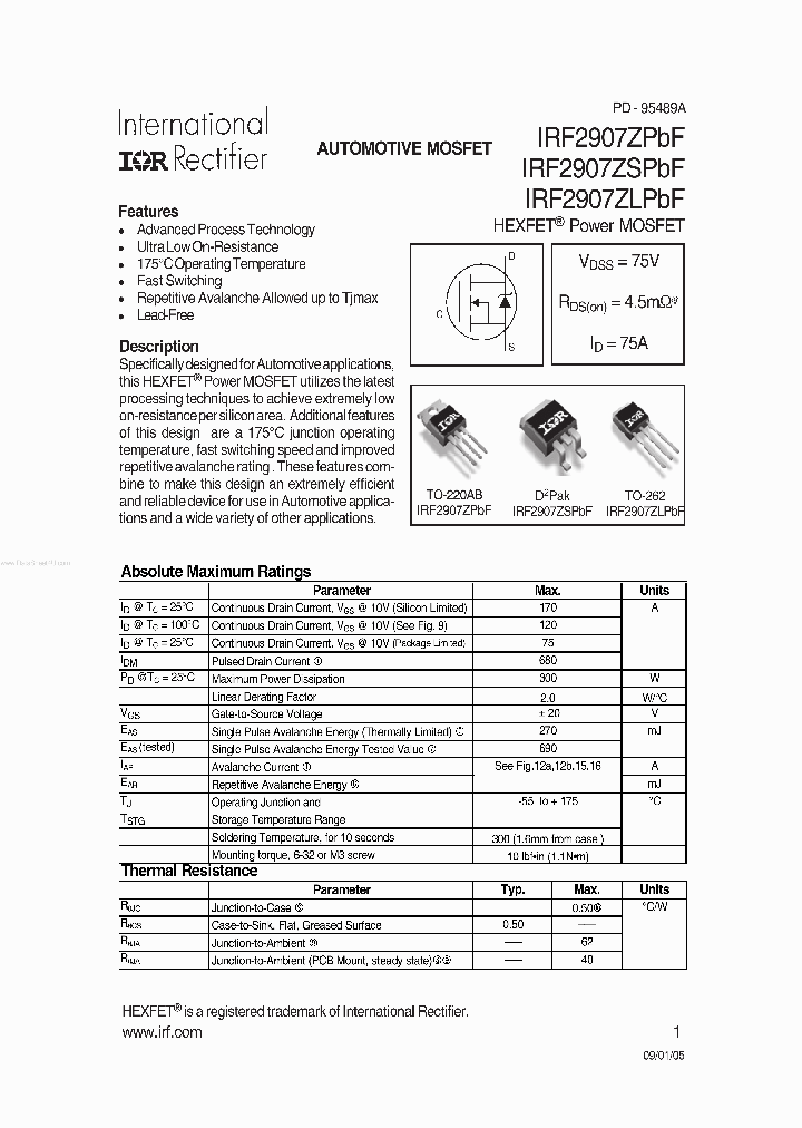 IRF2907LPBF_40358.PDF Datasheet