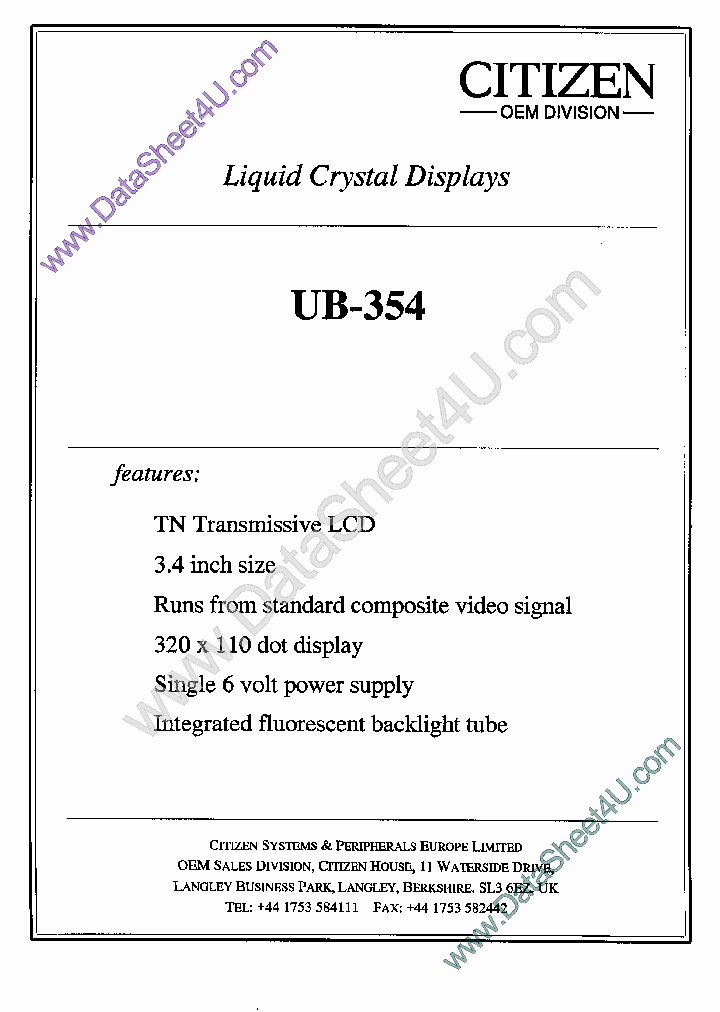 UB354_72383.PDF Datasheet