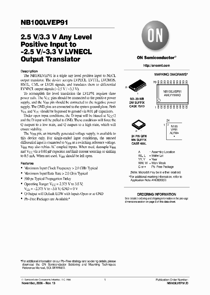 NB100LVEP91_44075.PDF Datasheet