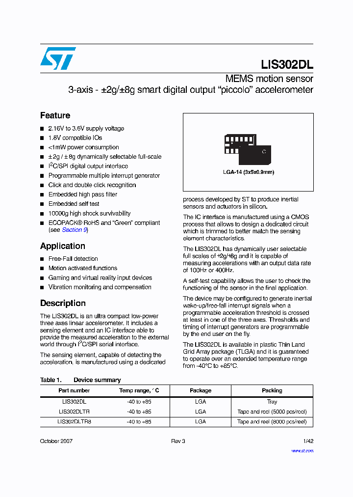 LIS302DLTR8_110338.PDF Datasheet