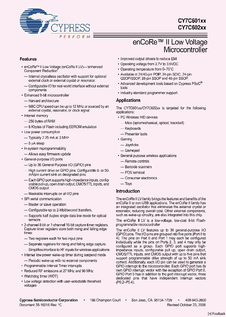 CY7C601XX_127823.PDF Datasheet