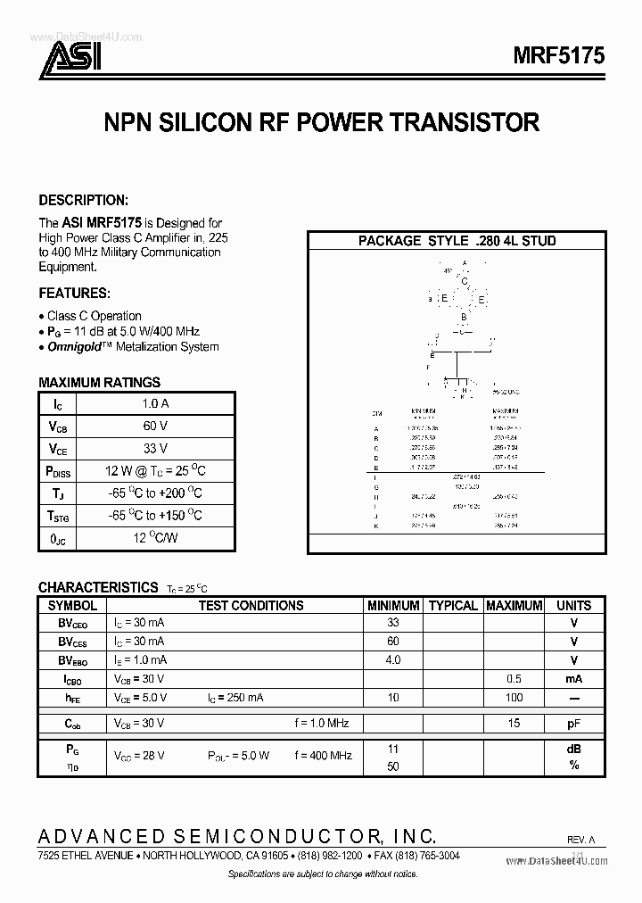 MRF5175_133290.PDF Datasheet