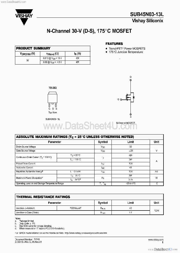 SUB45N03-13L_136017.PDF Datasheet