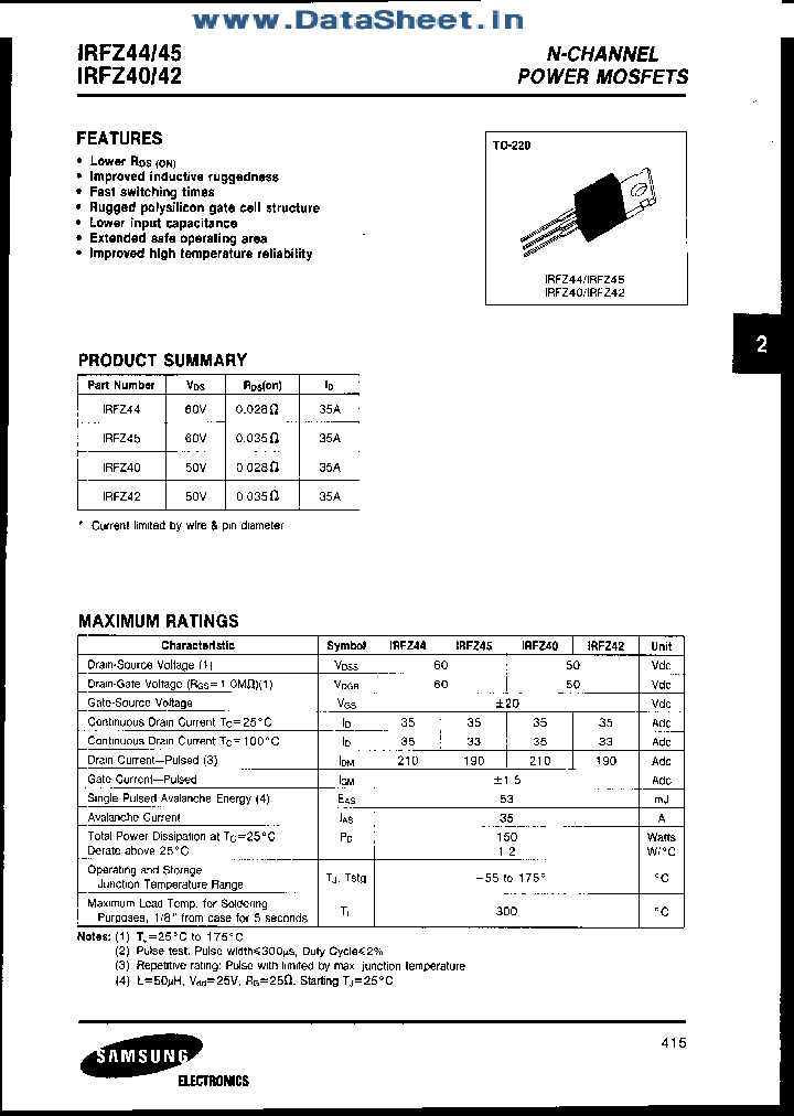 IRFZ44_146303.PDF Datasheet